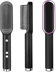 Escova Secadora Profissional Seca Alisa E Modela Cabelo Comb, penteadeira de cerâmica quente, aquecimento rápido 20 anos e 5 configurações de temperatura e anti-escaldadura (Preto)