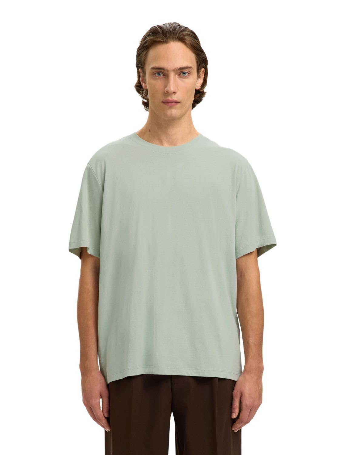 SELECTED MEN Slhaspen SS O-Neck Tee Noos, Aqua Gray, L