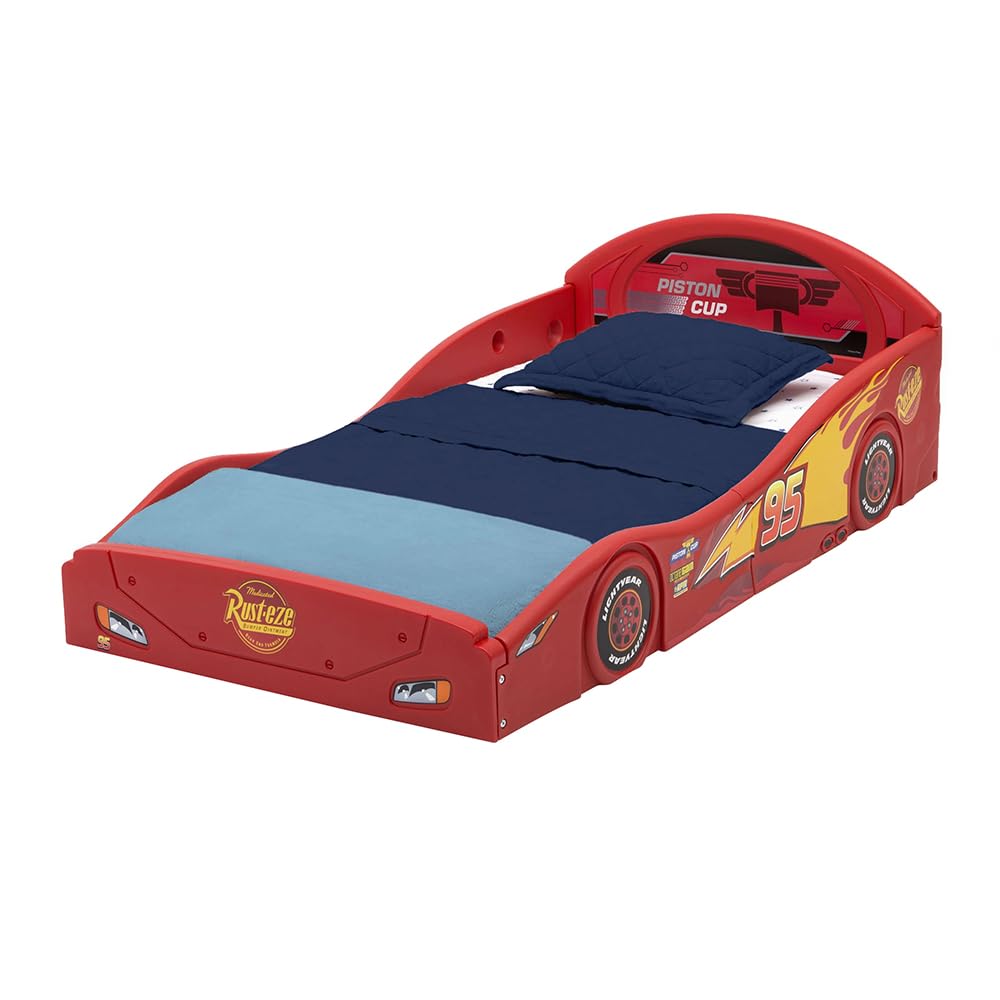 Delta Children USA#1 Cars Lightning McQueen Plastic Sleep and Play Toddler Bed – Sturdy Kids Bed with Built-in Guardrails for Safe Transition-image-45