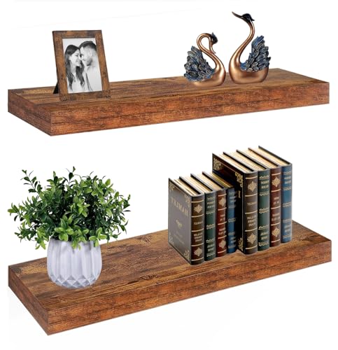 Rustic Brown Floating Shelves 25 Inch Rust Brown Shelves for