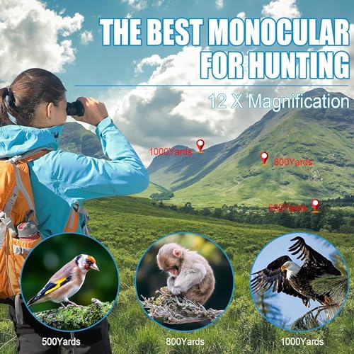 Telescópio monocular monocular de alta potência 12 x 55 para adultos com adaptador de smartphone, le