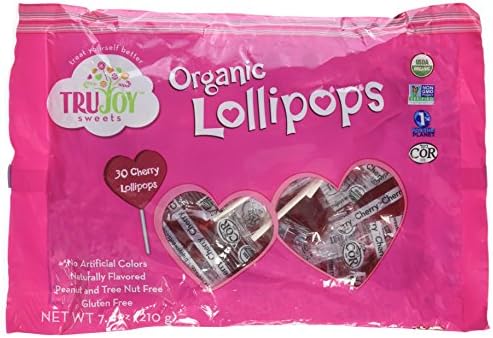 Trujoy Sweets Organic Lollipops Hearts Cherry