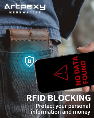 Image of Artpaxy Mens Wallet Bifold Genuine Leather RFID Blocking Wallet for Men with 1 ID Window 13 Card Holders 2 cash pockets 1 Gift Box