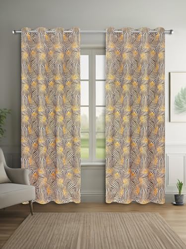 Image of Printed 2 Piece Polyester Eyelets Blackout Opaque Curtains with Tie Back, for Bedroom and Living Room (Door (7 Feet), Rustic Swirl)