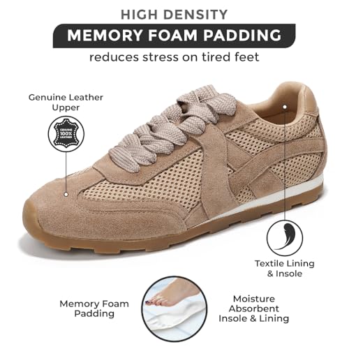 Project Cloud Leather Barefoot Shoes Women – Memory Foam Lace-Up Womens Sneakers – Lightweight & Non Slip Womens Shoes Casual – All-Day Women's Fashion Sneakers for 2025 (Tiger)2