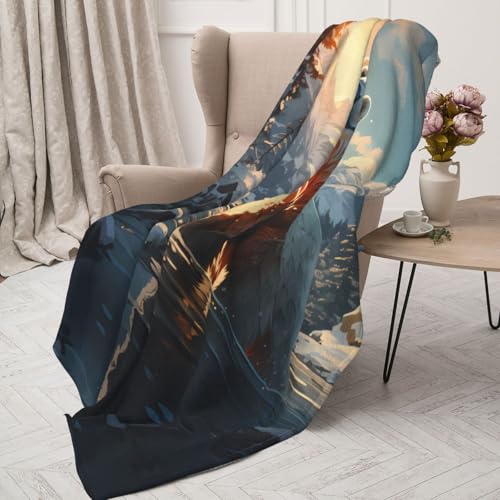 Couverture imprimée ours polaire plaid chaud canapé grand jeté de lit hiver