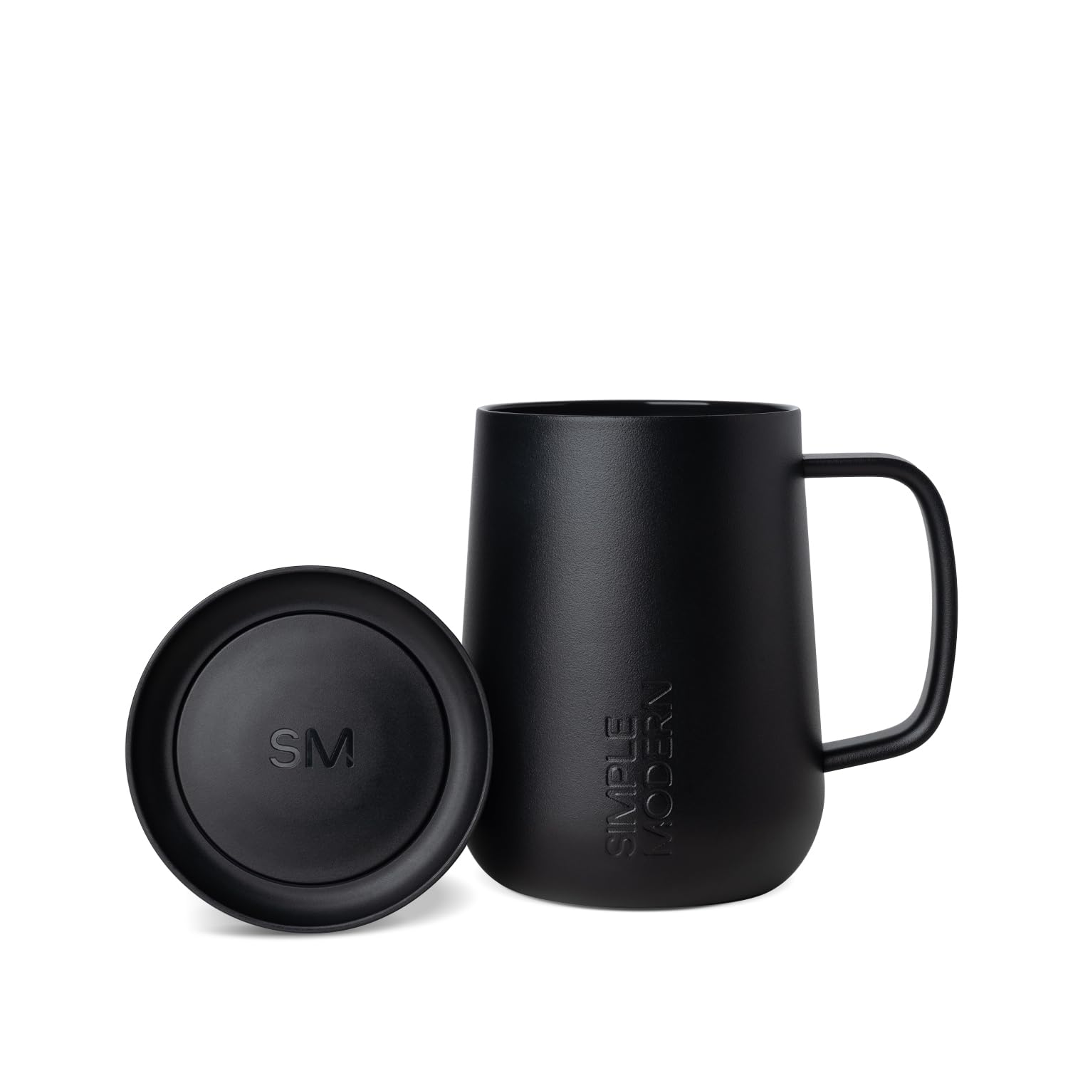 Simple Modern Travel Coffee Mug with Handle | Insulated Stainless Steel Coffee Tumbler Tea Cup | Gifts for Women and Men | Voyager Collection | 350ml | Midnight Black