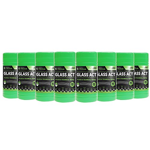 NAC INDUSTRIAL Toallitas Limpiadoras Profesional TOTAL TRADE GLASS ACT - Panos para vidrios, pantallas, ventanas, cristales, espejos, plasticos y baldosas (80 unidades x 8)