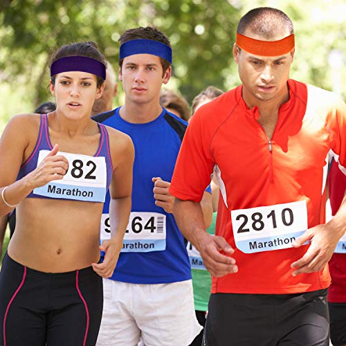 Image of 12 Pieces Cotton Sweatband Sweat Headbands Head Band Sweat Cotton Sports Basketball Headband Terry Cloth Athletic Headband for Man Woman