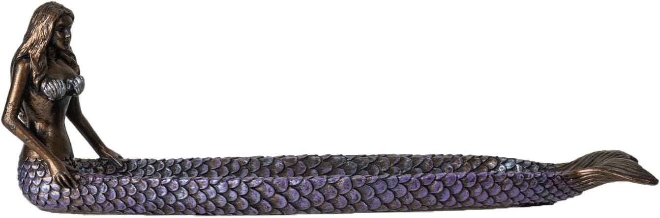 Pacific Giftware Mermaid Stick Incense Burner Figurine with Detailed Scales Design Ideal for Meditation Relaxation and Home Decor 10.12" Long