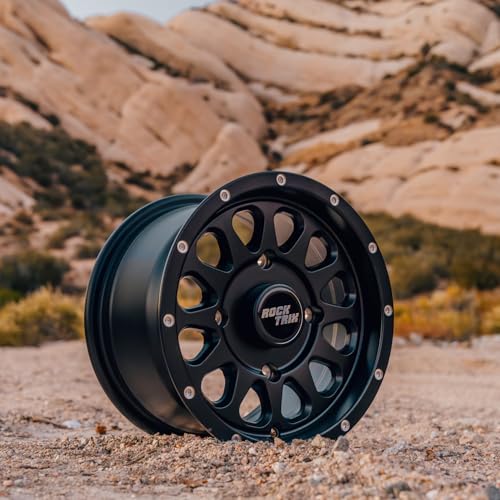 Image of RockTrix RT111 12in ATV Wheels Rims 12x7 Matte Black, 4x156 Bolt Pattern, 4+3 offset, Compatible with Polaris Sportsman RZR Ranger - 4 /156 (Set of 4)
