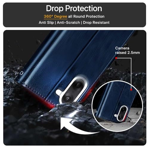 Image of WOW IMAGINE Shock Proof Flip Cover Back Case Cover for 1+ OnePlus Nord CE 5 5G (Flexible | Leather Finish | Card Pockets Wallet & Stand | Blue)