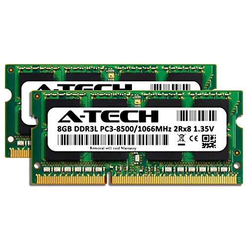 Image of A-Tech 16GB (2x8GB) DDR3 /DDR3L 1066MHz PC3L-8500 (PC3-8500) CL7 SODIMM 2Rx8 1.35V 204-Pin Non-ECC SO-DIMM Laptop, Notebook RAM Memory Modules