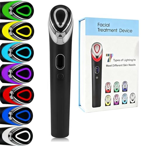 GesundPur Anti-Aging LED-Lichttherapiegerät 6 in 1 Hautpflegegerät für Zuhause - EMS Mikroströme, Hochfrequenz Vibration, Elektroporation, 7 Farben LED Lichttherapie, Anti-Aging & Straffung