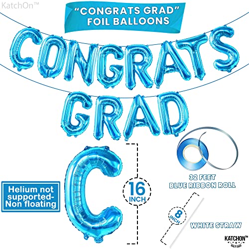 Image of KatchOn, blue Congrats Grad Balloons - 16 Inch | Congrats Grad Banner For Graduation Decorations 2026 | Congratulations Banner For 2026 Graduation Decorations | Blue graduation balloons