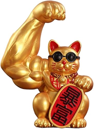 Miniatura 8 de Fenteer Figura gigante de la suerte de gato de la suerte, esculturas de brazo muscular, cabeza de apertura vigorosa, esculturas de tienda de regalo,