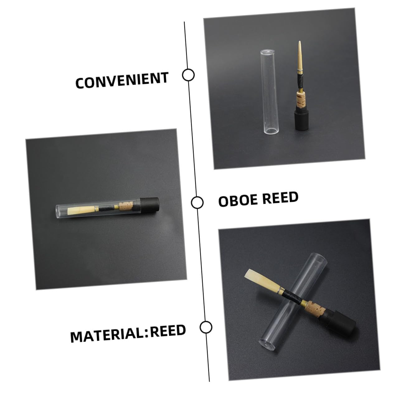 3 Cañas de Oboe Negras de Caña Natural Accesorio de Instrumento de Viento para Interpretación y Práctica para Oboe Pequeñas Pack para Músicos