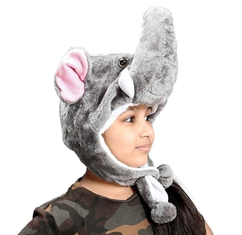VKG Boy's & Girl's Winter Warm Faux Fur Elephant Animal Balaclava Hat Full Cover Earflap Hood Cap Unisex Kids Grey Cap-image-44