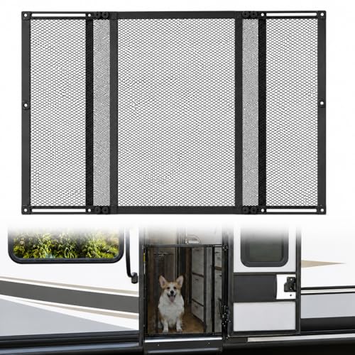 ULITECO Premium RV Screen Door Protector Lightweight Adjustable 22- 35 RV Entry Screen Door Grille Metal Screen Door Guard for RV Camper Yard Garden