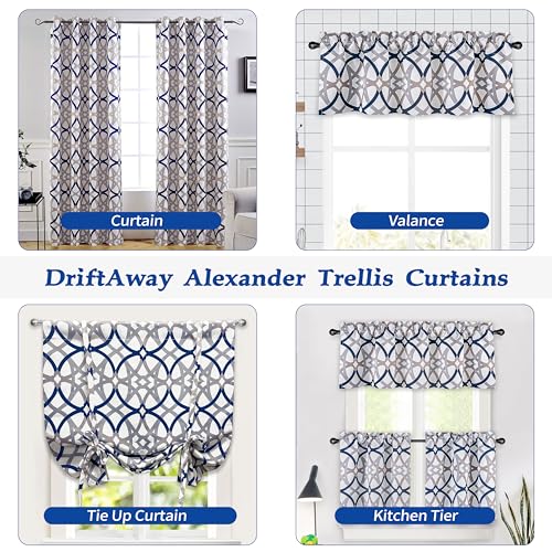 DriftAway Alexander 80% Blackout Curtains for Living Room 250GSM Pattern Match Thermal Insulated Room Darkening Geo Moroccan Mid Century Grommet Bedroom Drapes 2 Panels 52 Inch by 84 Inch Navy Gray by DriftAway - Image 7