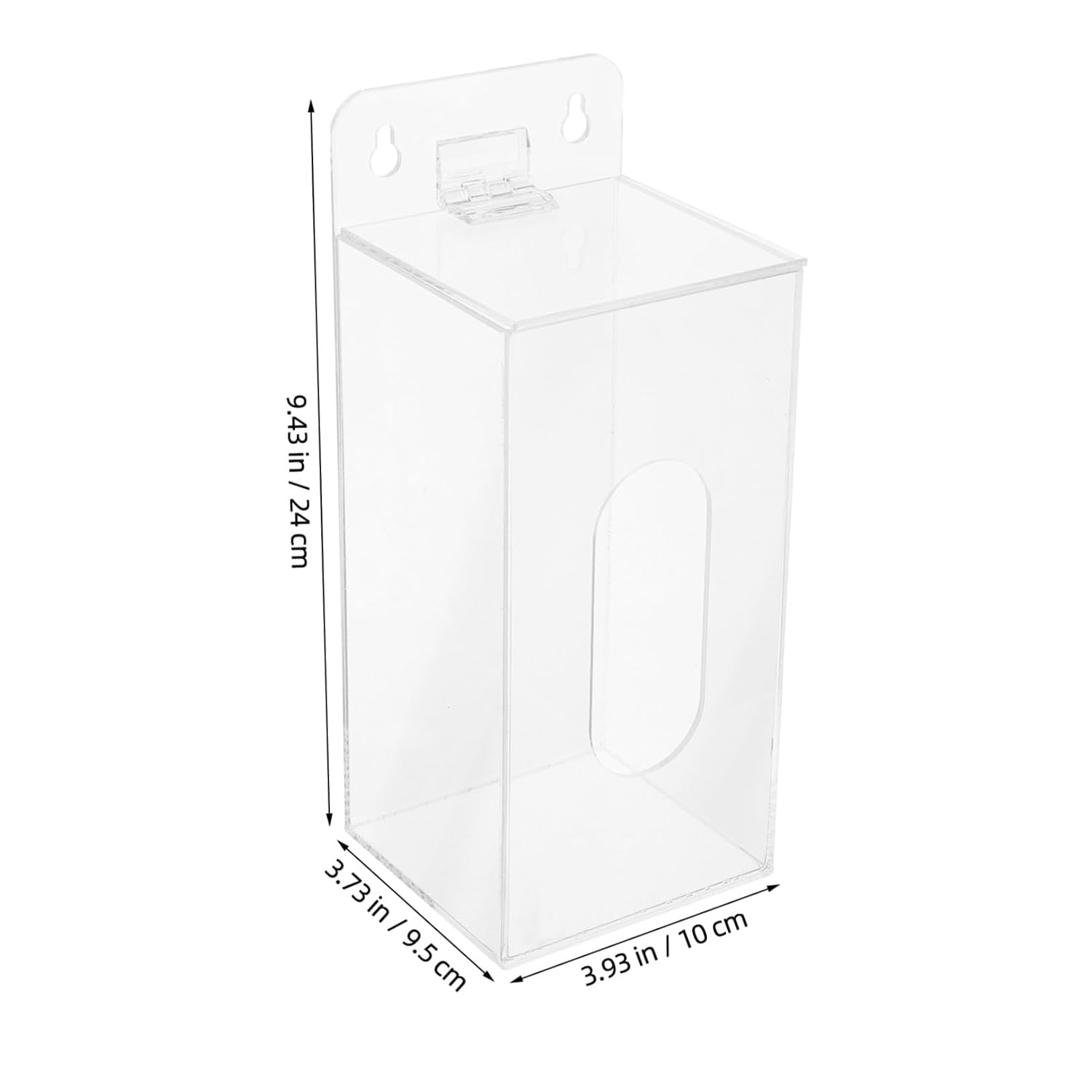 Acrylic Face Mask Storage Box Wall Mounted with Openable Top Cover and Front Dispensing Slot for Gloves and Face Masks, Space-Saving Organizer for Hallway and Restaurant Use