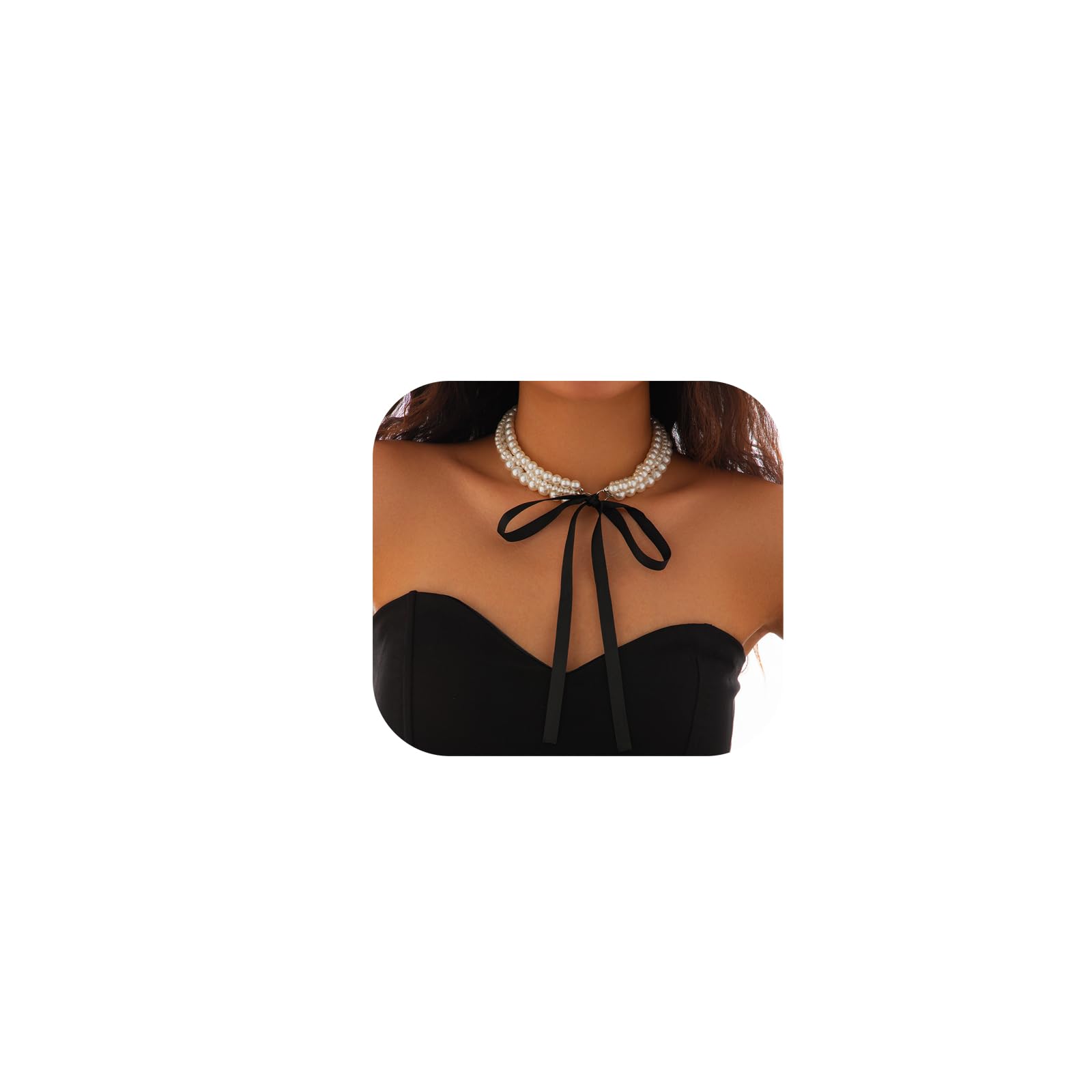 Semplice collana girocollo di perle, collana estiva con perline da spiaggia per il corpo gioielli bikini perla velluto corda ciondolo farfalla collana catena clavicola per donne (argento)