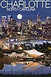 ART.COM Wall Art Print Charlotte, North Carolina - Skyline at Night by Lantern Press, 12' x 18'