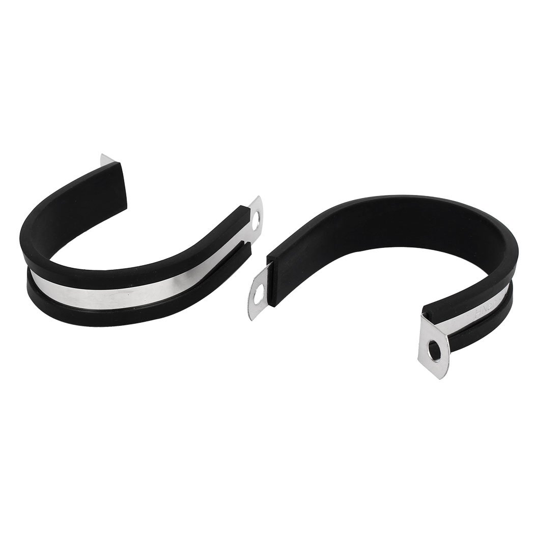 Aexit 46mm Dia Clamps EPDM Rubber Lined P Clips Cable Hose Pipe Clamps Strap Clamps Holder 2pcs