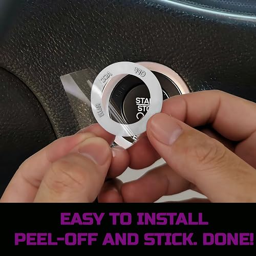 Image of TOOLEPIC Push Start Button Cover for Dodge Challenger Charger Durango Chrysler Journey Ram Accessories 2015-2024, Engine Start Stop Ignition Switch Kit -Angry Shark Design-Crazy Purple Custom Fit