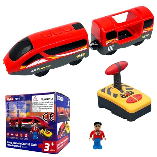 OBEST Tren Electrico de Control Remoto Niños Juguetes, RC Tren Motorizado Magnética, Tren Teledirigido Juguetes Educativo para Niños, Compatible con Pista de Madera, Año Nuevo