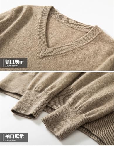Men's V-Neck 100% Cashmere Sweater Winter Knitted Pullover Large Size Soft Knitwear Loose Fit Jumper Top4
