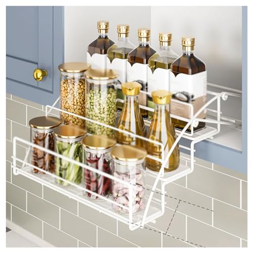 Organiseur d'armoires coulissantes cuisine : rangement rétractable 3 couches
