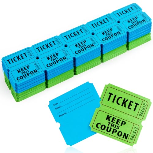 MAQIHAN 800PCS Double Roll Raffle Tickets 50/50 Raffle Tickets Perforated Line Consecutive Numbers Tearable Writable Suitable for Raffles, Events, Carnivals, Entry, Lottery, Prizes