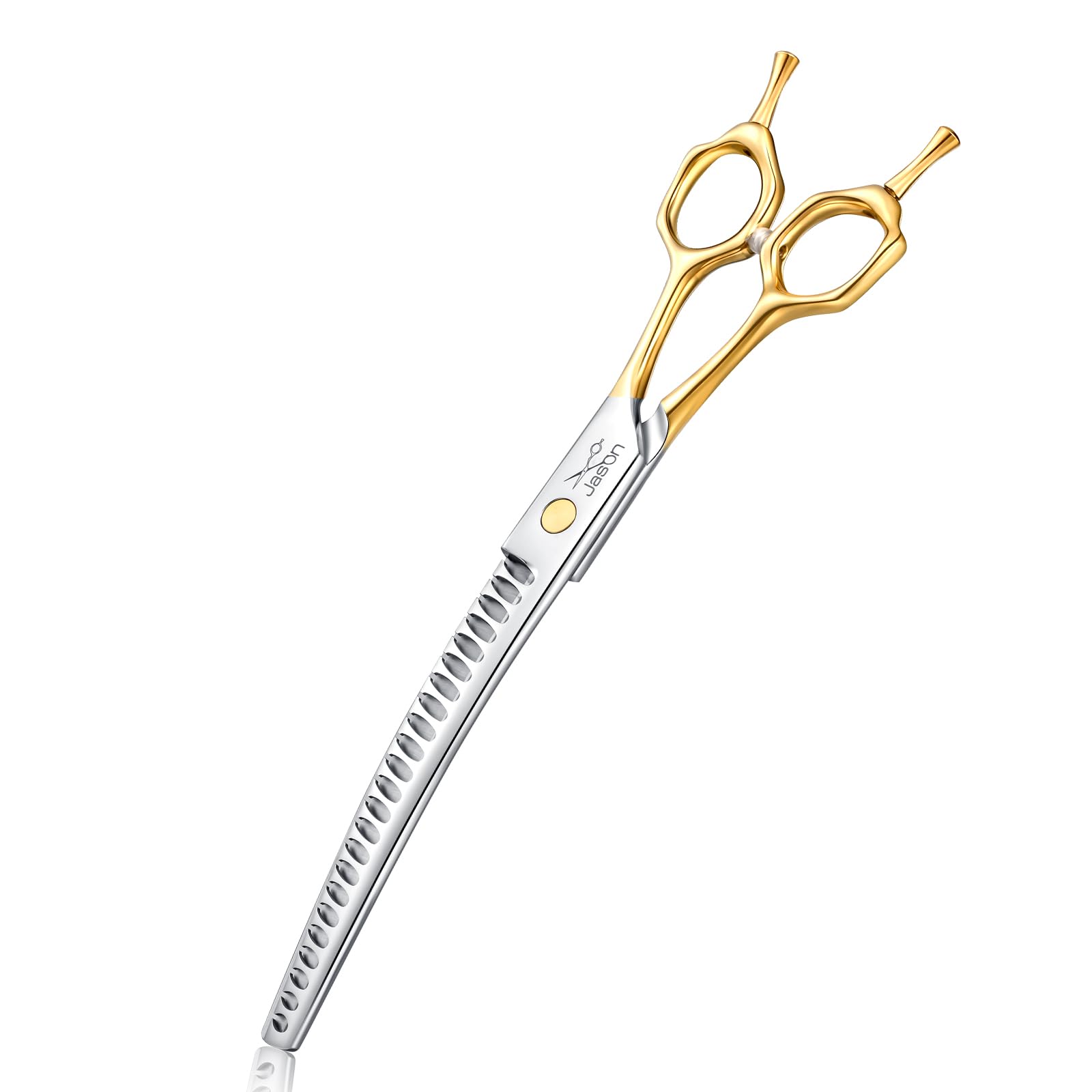 Jason 8.0 Inch Curved Chunker Scissors for Dog Grooming 23 Teeth Professional Downward Chunker Shears with Symmetric Handle Sharp Comfortable