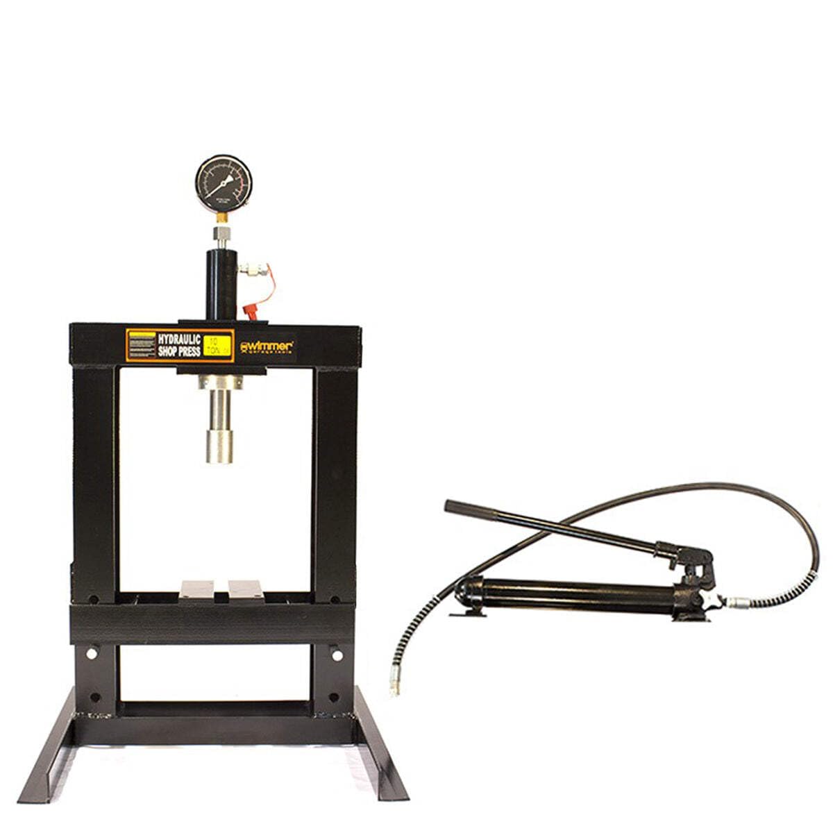 10 Ton Shop Press Floor Bench Press Plates Hydraulic Equipment w/ Gauge - SP10