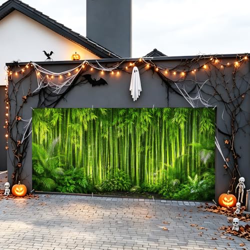 Image of Garage Door Decorations 6 x 13 ft, Bamboo Forest Cover