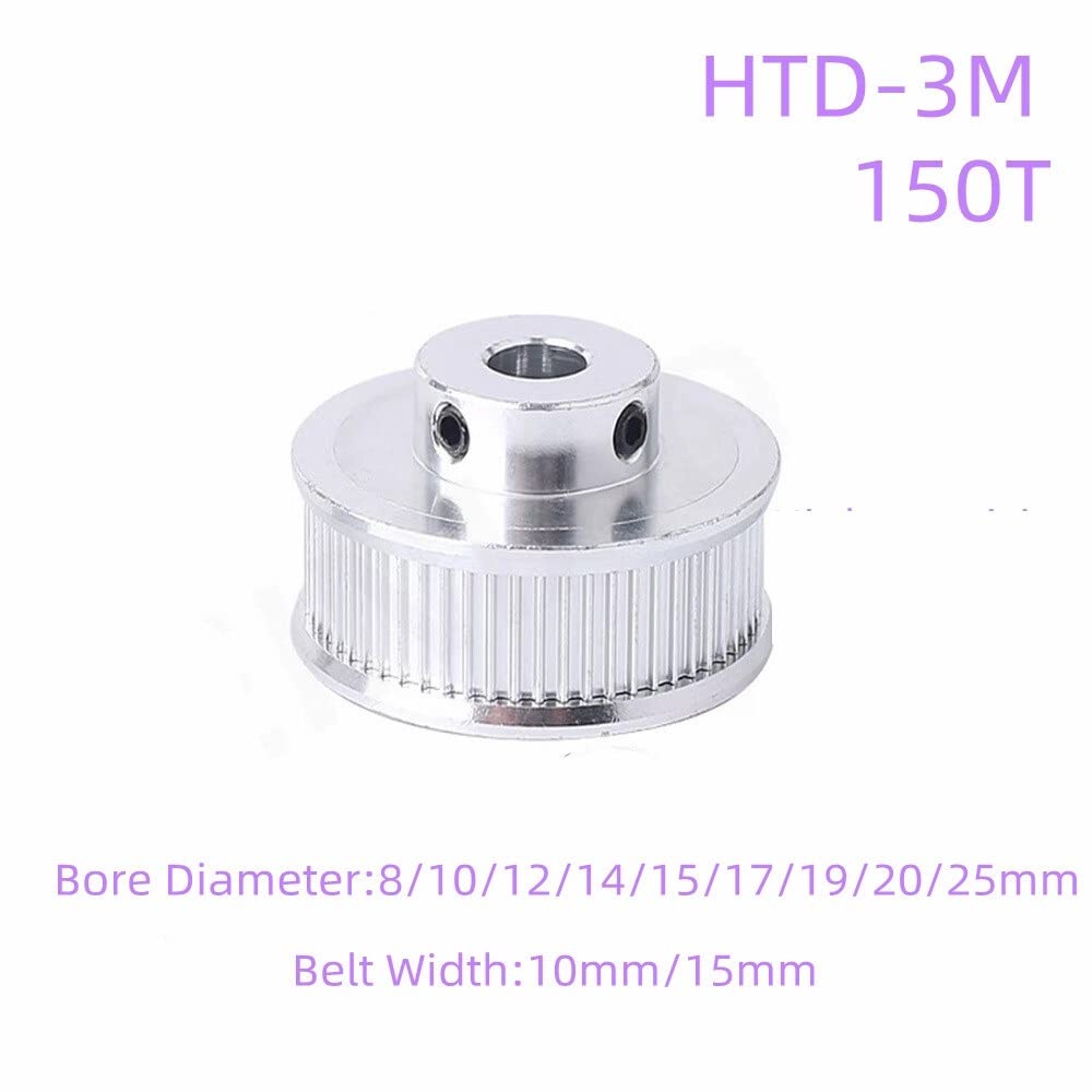 1pcs HTD 3M 150 denti BF puleggia dentata con passo dell'ingranaggio 3mm foro interno di 8/10/12/14/15/17/19/20/25mm e larghezza della superficie del dente 10/15mm (Color : 17mm, Size : 15mm)