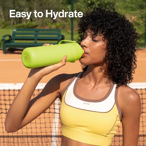 Image of ENCOOL Insulated Water Bottle with Straw Stainless Steel Water Bottle, Leak-Proof, BPA-Free, Double Wall Vacuum Keeps Cold for 24 Hours for Sports, Travel, School (26 oz, Acid Green)