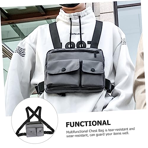 Chaleco bolsa de cofre Yardwe de nylon negro con soporte ajustable para teléfono móvil 6