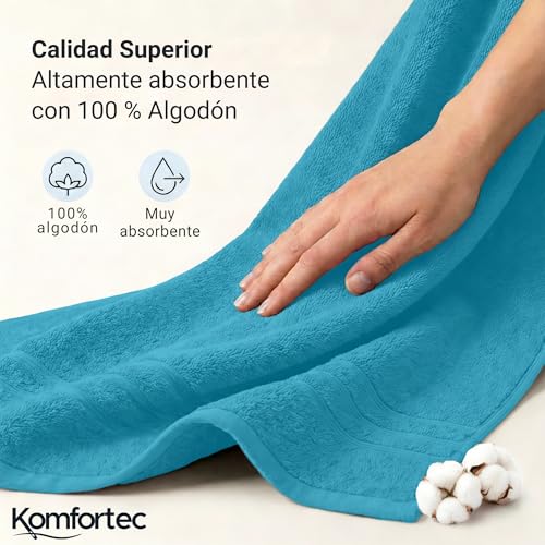 Miniatura 4 de Komfortec Juego De 2 Toallas De Sauna De 80 X 200 Cm, 100 Algodón, Sauna Xxl, Suave, Grande, Rizo, Secado Rápido, Color Plateado Gris Turquesa