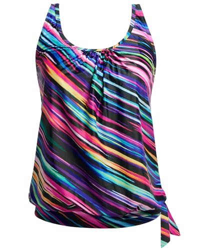 Image of Yonique Womens Blouson Tankini Top Only Loose Fit Swim Top No Bottom Modest Swimsuit