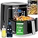 Aigostar Smart Cube - Friggitrice ad aria intelligente, 1900W, 7L. Modalità manuale, schermo LED, 7 funzioni preimpostate con mantenimento calore in modalità manuale. Connessione Wi-Fi. Senza BPA