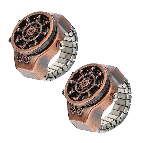 SOIMISS 2St Geisterkopf-Ringuhr fingeruhr Watches Wrist Watch Schmuckuhr smaetwatch Handuhr für Herren Ring entworfene Uhr Frauen schauen zu modischer Uhrenring Mini-Uhr Zinklegierung