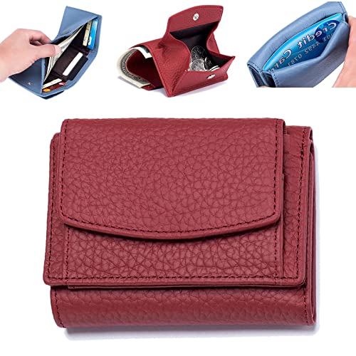 K 2023 New Unisex Anti-Credit Card Fraud Folding Wallet, Foldable Short Wallet with Genuine Leather RFID Blocking Card Holder