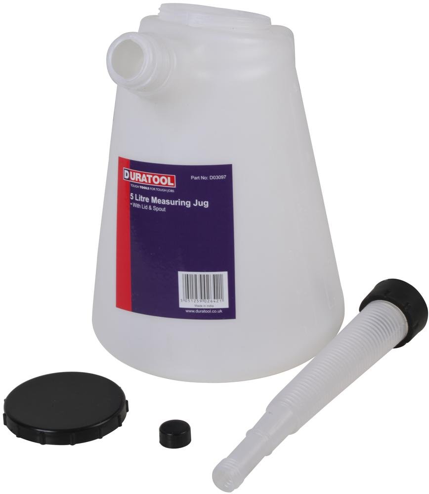 Duratool 5L Plastic Measuring Jug Plus Lid And Spout