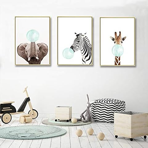Juego de 3 Cuadros Animales Impresos en Lienzo PTANB004-M de Nordic Ideas Cover
