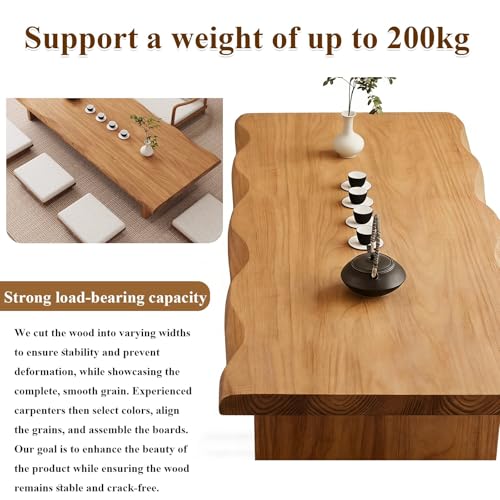 Table basse en bois massif rustique au design japonais moderne et épuré