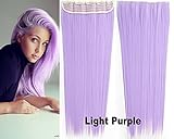 Beauty Wig World Women One Piece Long Straight Wavy Synthetic Thick Hair Extension Clip-on Hairpieces for Thanksgiving #Light Purple