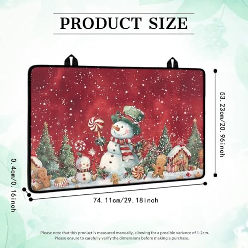 Image of Christmas Snowman Gingerbread Extra Large Stove Top Covers Water & Heat Resistant Mat for Kitchen Folding Square Glass Countertop Protector with Hooks Easy to Clean Christmas Decor