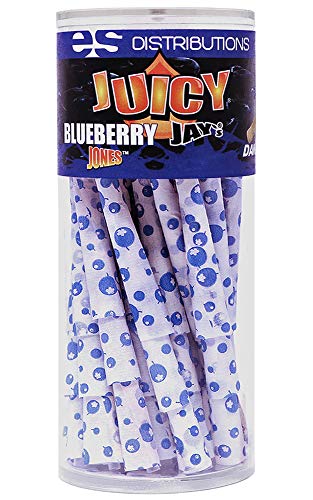 Juicy Jay Blueberry Flavored Cones | 36 Total Cones | Pre-Rolled Flavored Cones Ready to Smoke with 12 Additional Reusable Dank 7 Tips